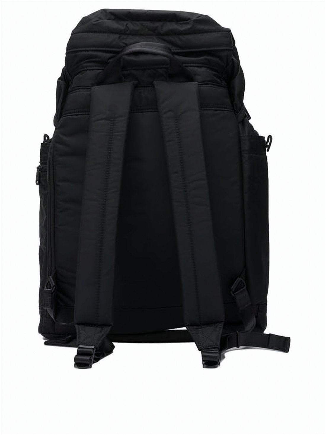 Spacious Black Nylon Backpack With Drawstring Closure