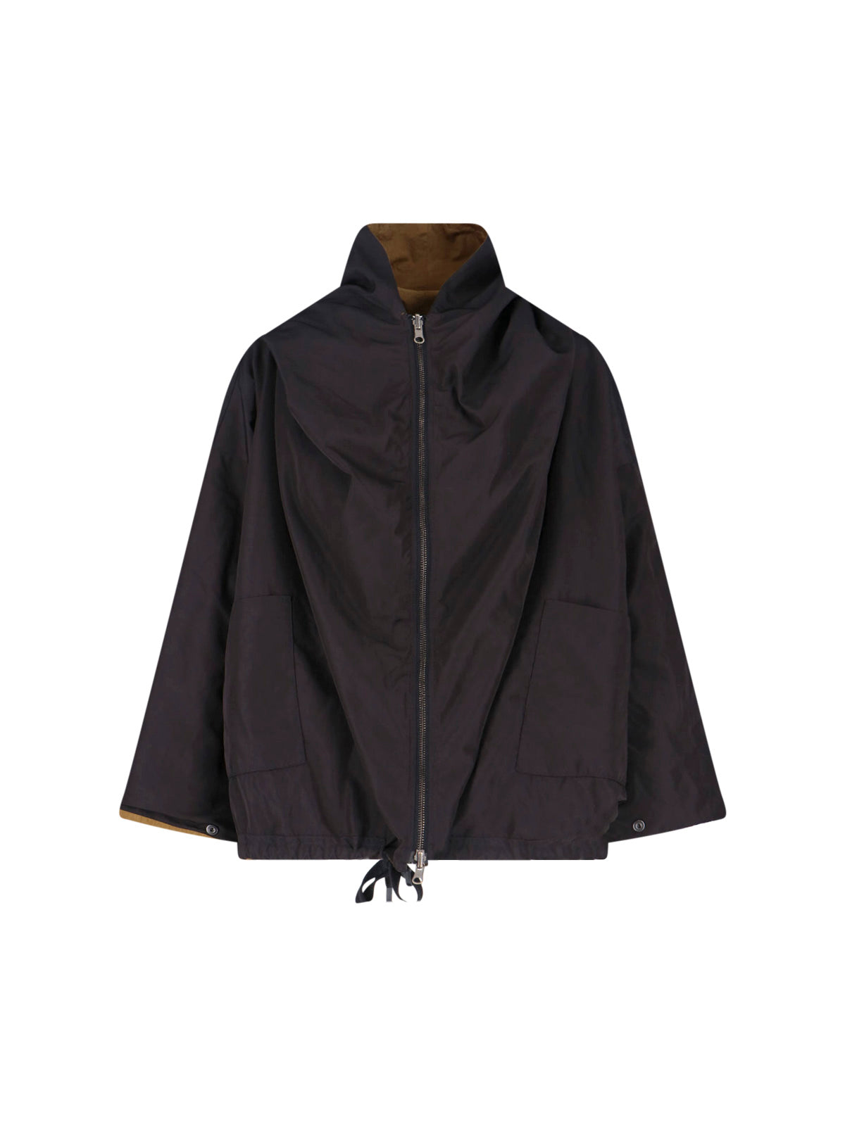 Brown Reversible No-Rain Hooded Zip Jacket