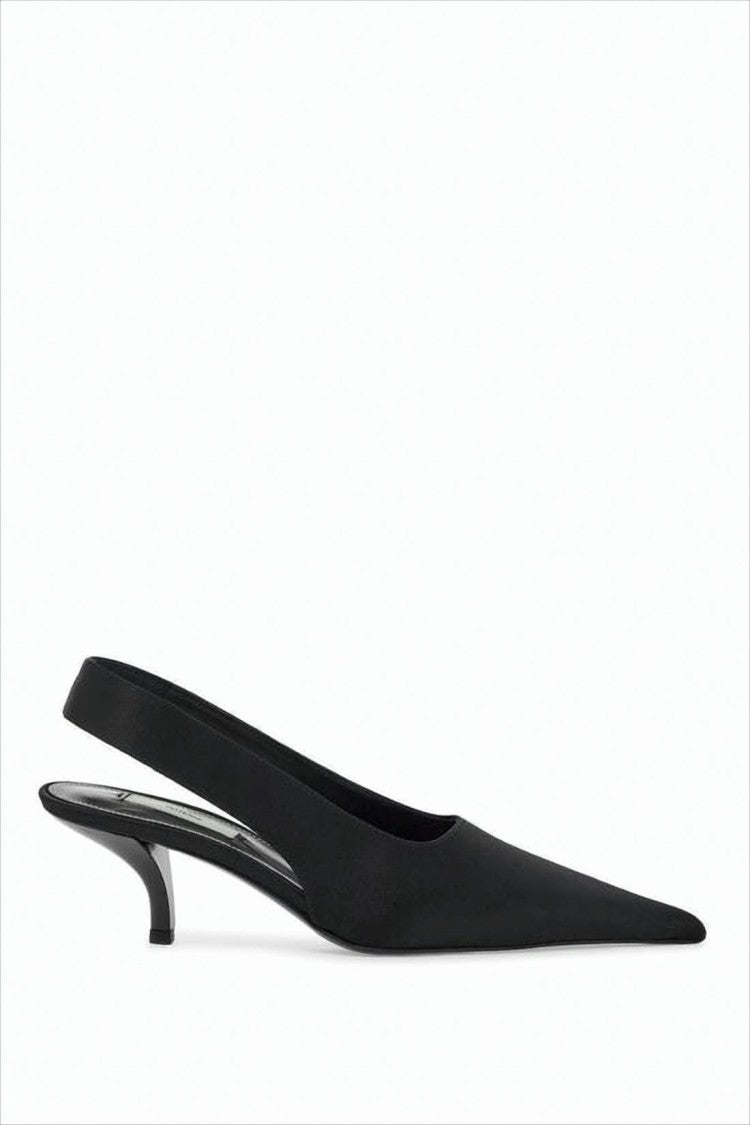 Black Slingback Pumps with Pointed Toe