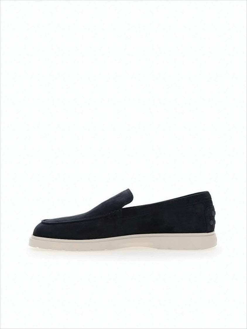 Suede Loafers With Contrasting Rubber Sole