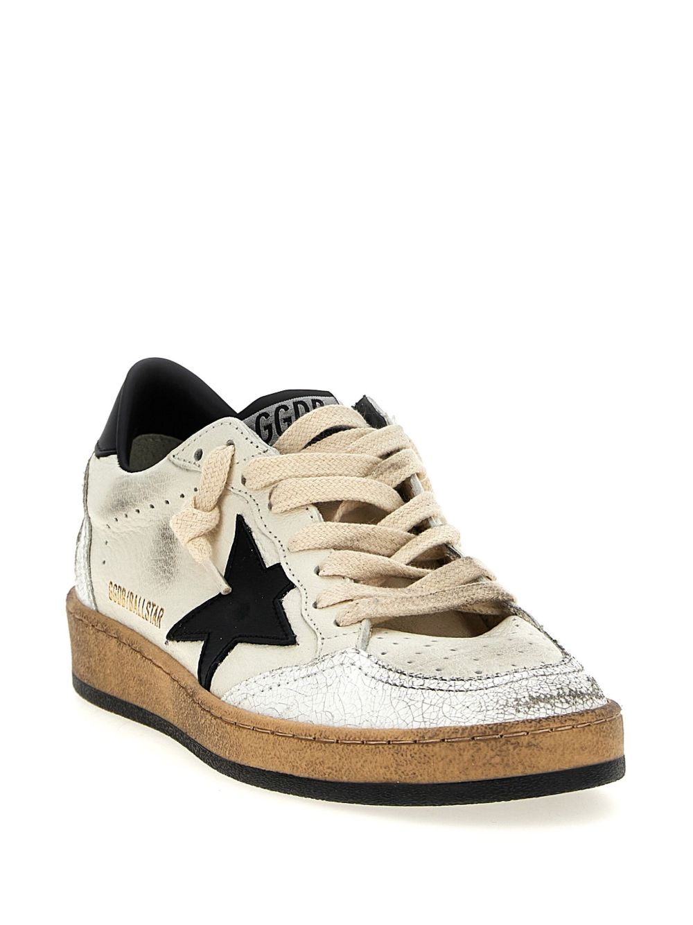 Low-top Sneakers with Distressed Metallic Finish