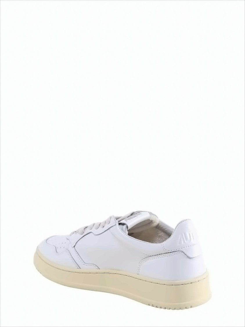 Low-Top Leather Sneakers with Perforated Detailing