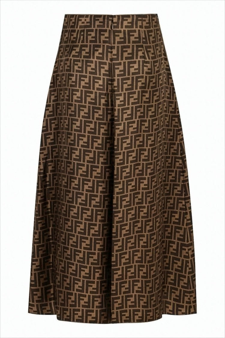 A-Line Midi Skirt with Geometric Pattern