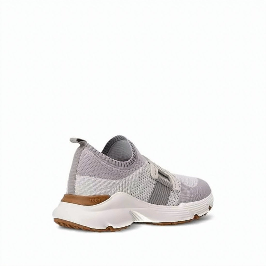 Knitted Grey Sneakers with Leather Accents
