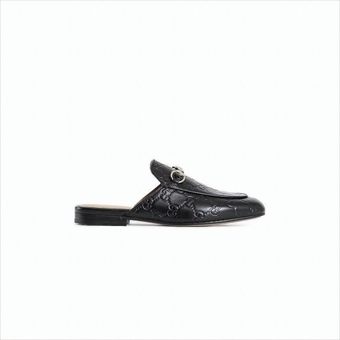 Embossed Leather Slip-On Mules