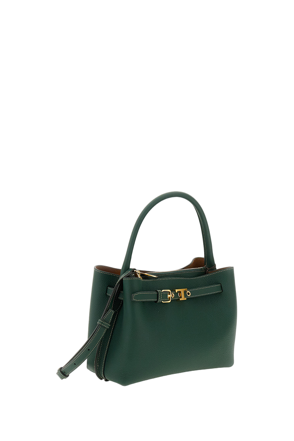 Green T Timeless Small Leather Handle Bag