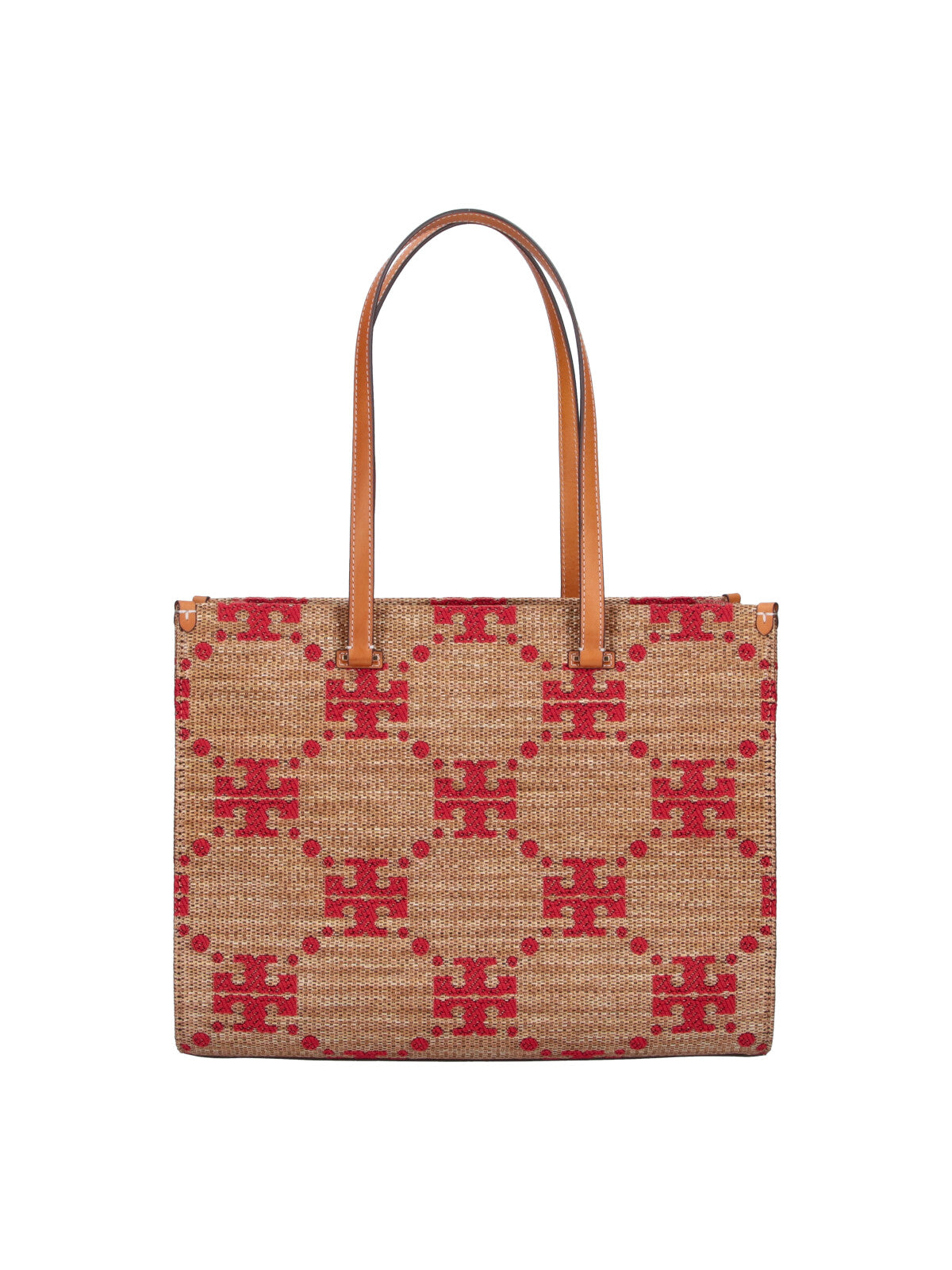 Brown T Monogram Pattern Fabric Tote