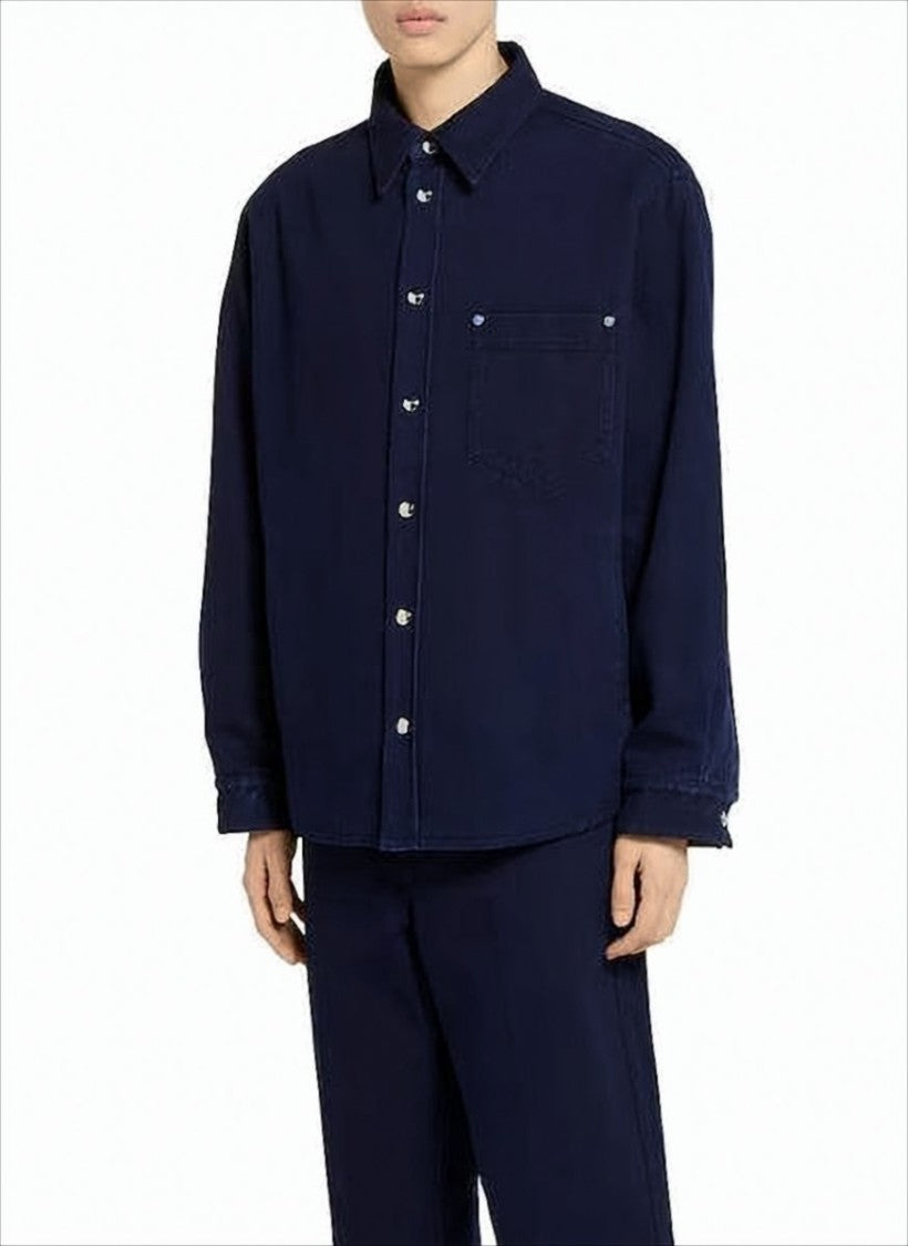 Boxy Blue Jacket with Classic Collar