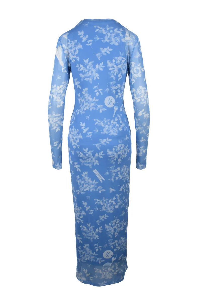 Jeans Silhouette Dress - Sky Blue/White