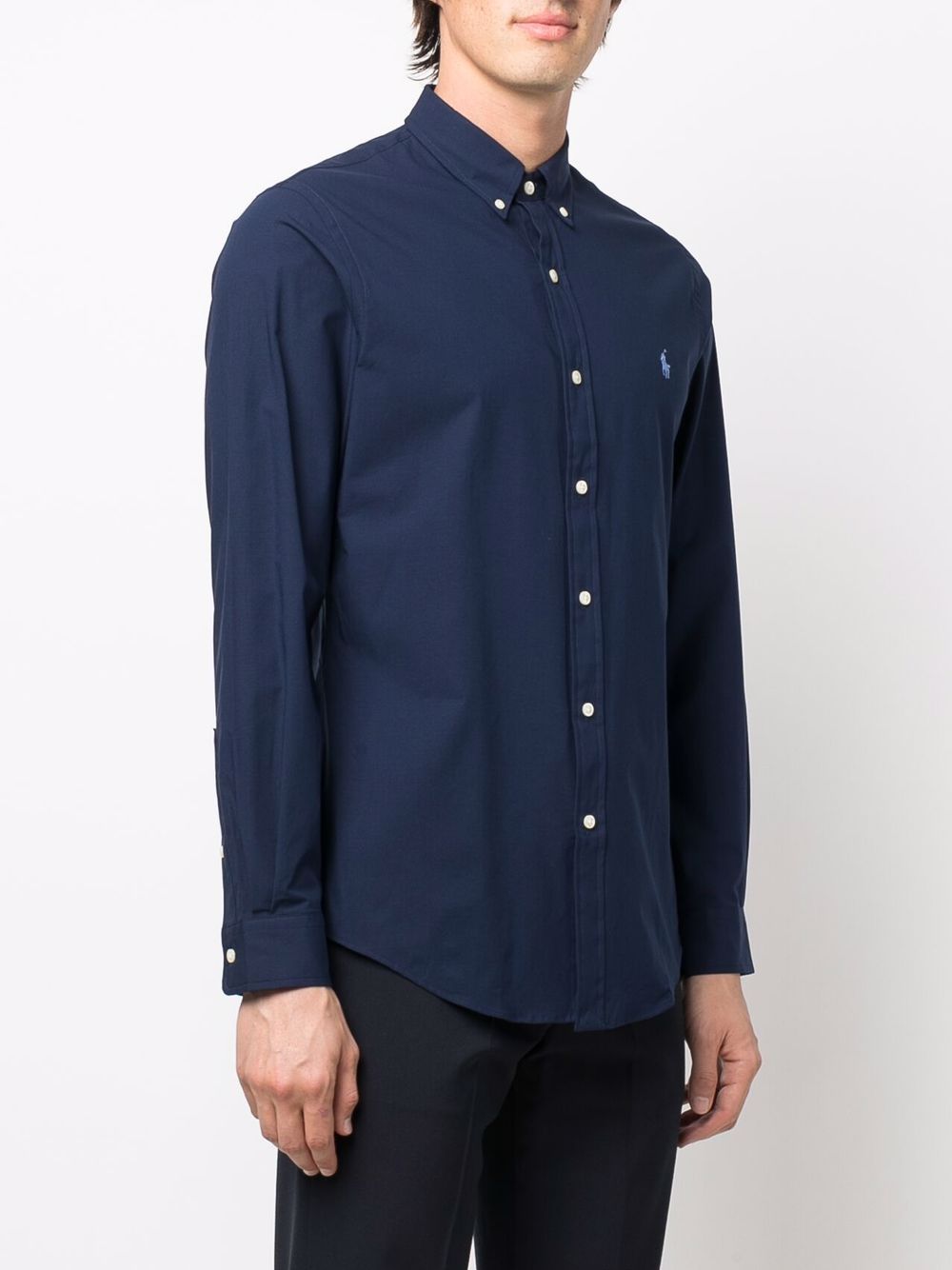 Slim Fit Cotton Button-Up Long-Sleeve Shirt