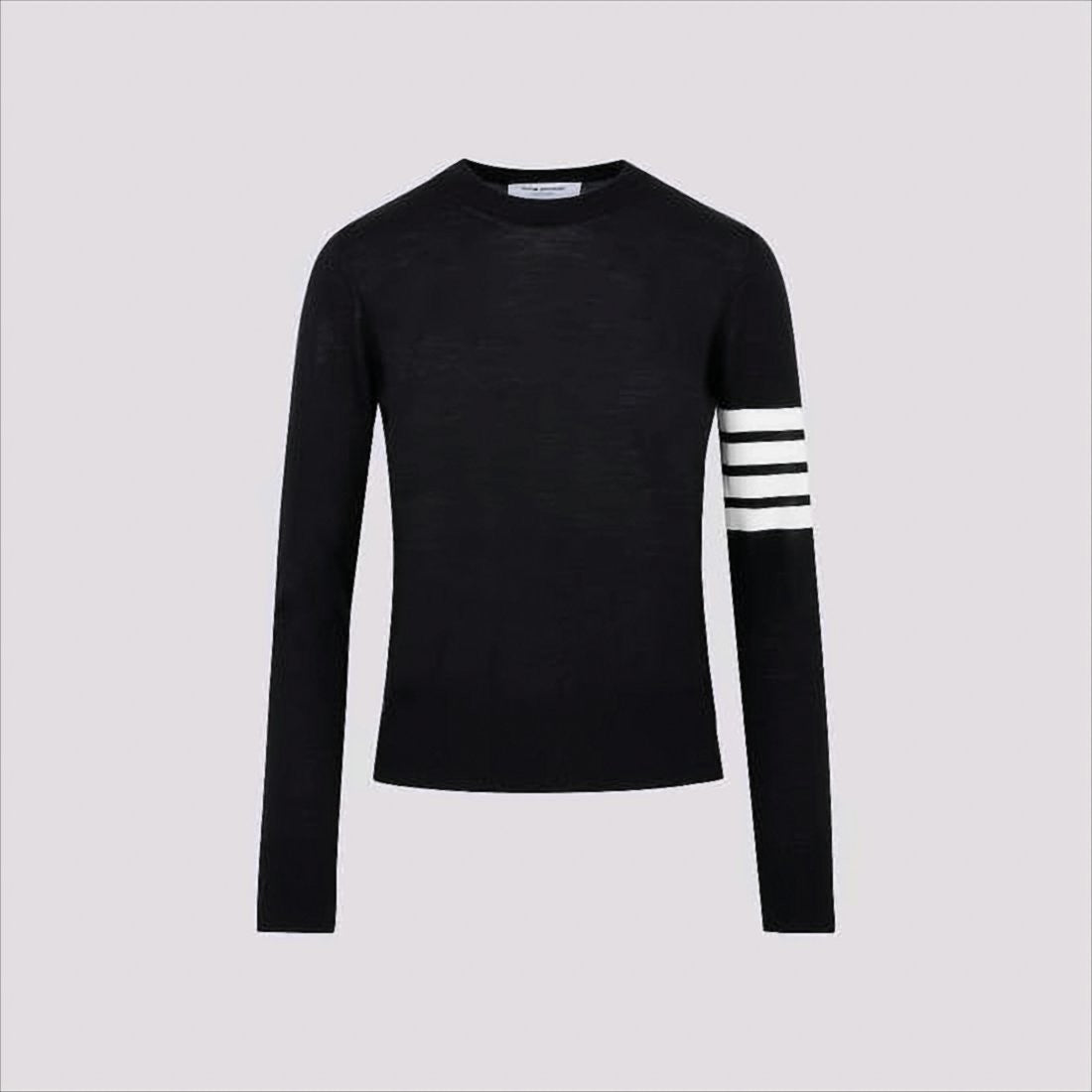 Long Sleeve Wool Sweater with Contrasting Stripe Detail