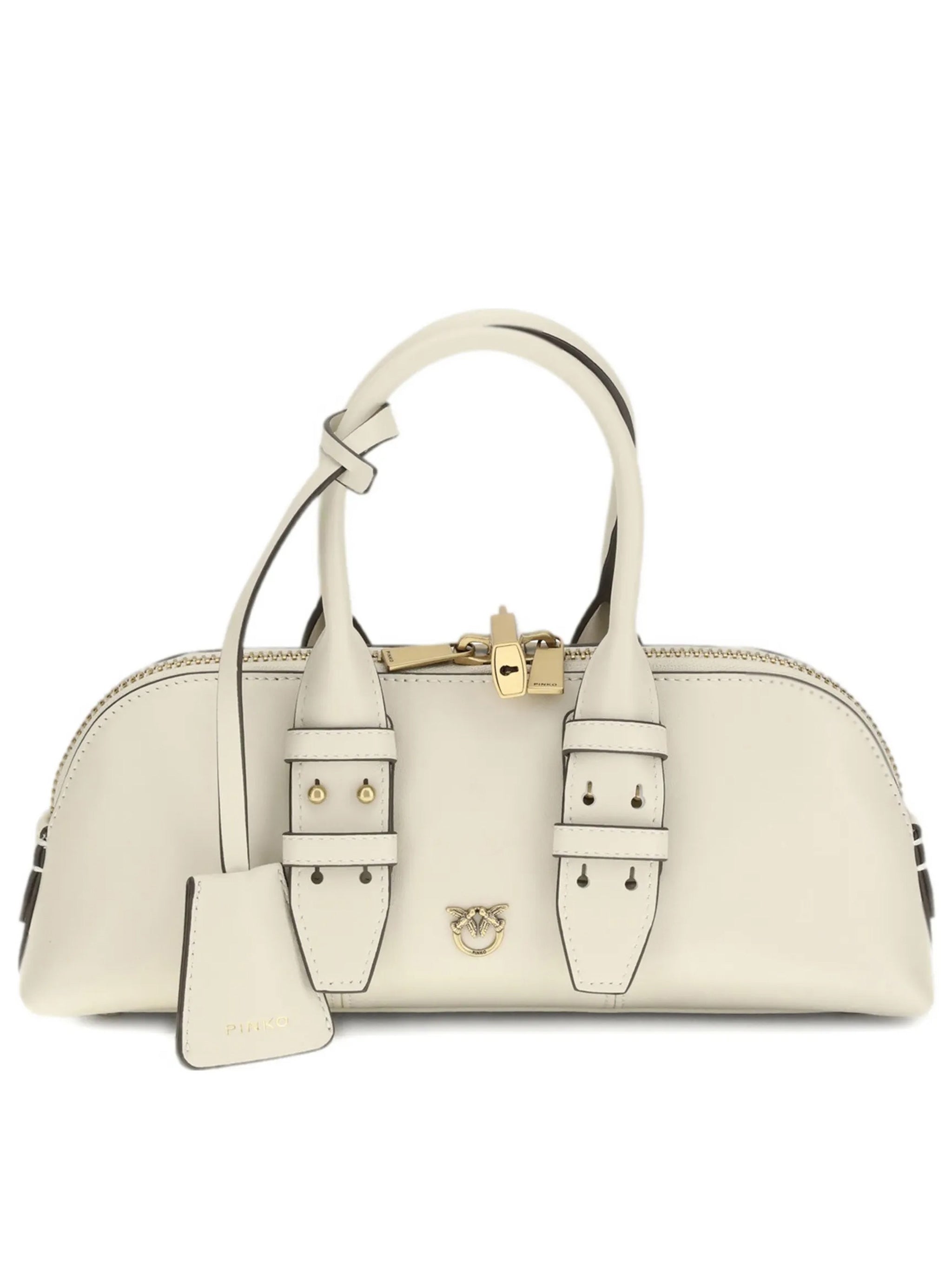White Bowling Bag Horizontal Synthetic Handbag