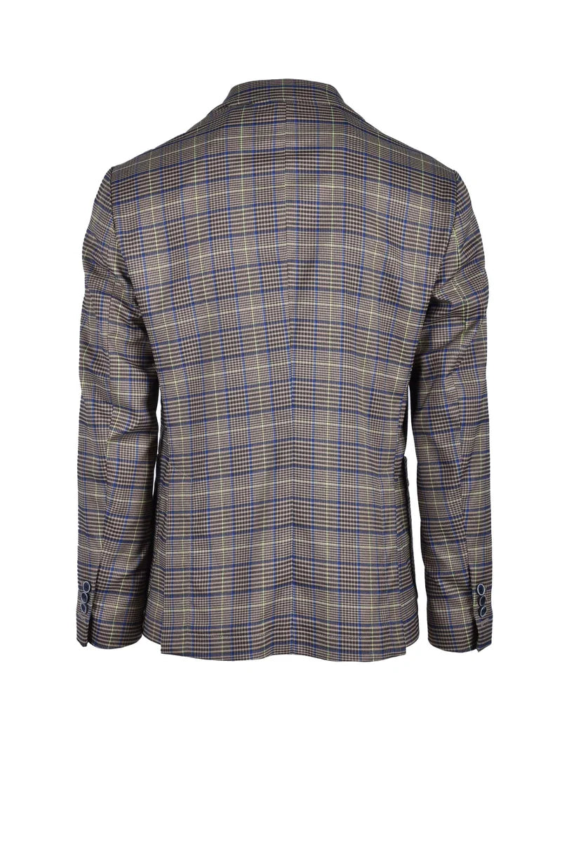 Polyester Cotton Viscose Elastane Jacket - Brown/Blue