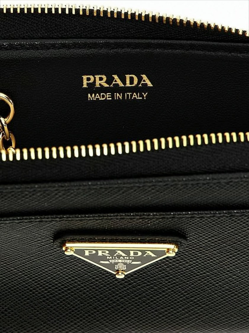 Textured Calf Leather Card Wallet With Zip Closure And Gold-Tone Hardware