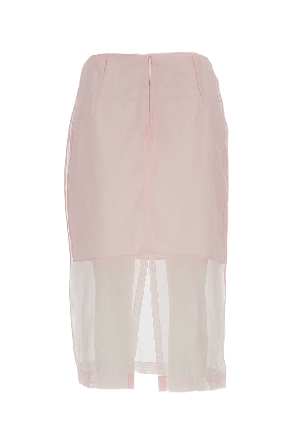Sheer Organza Silk Midi Skirt with Half-Slip Lining