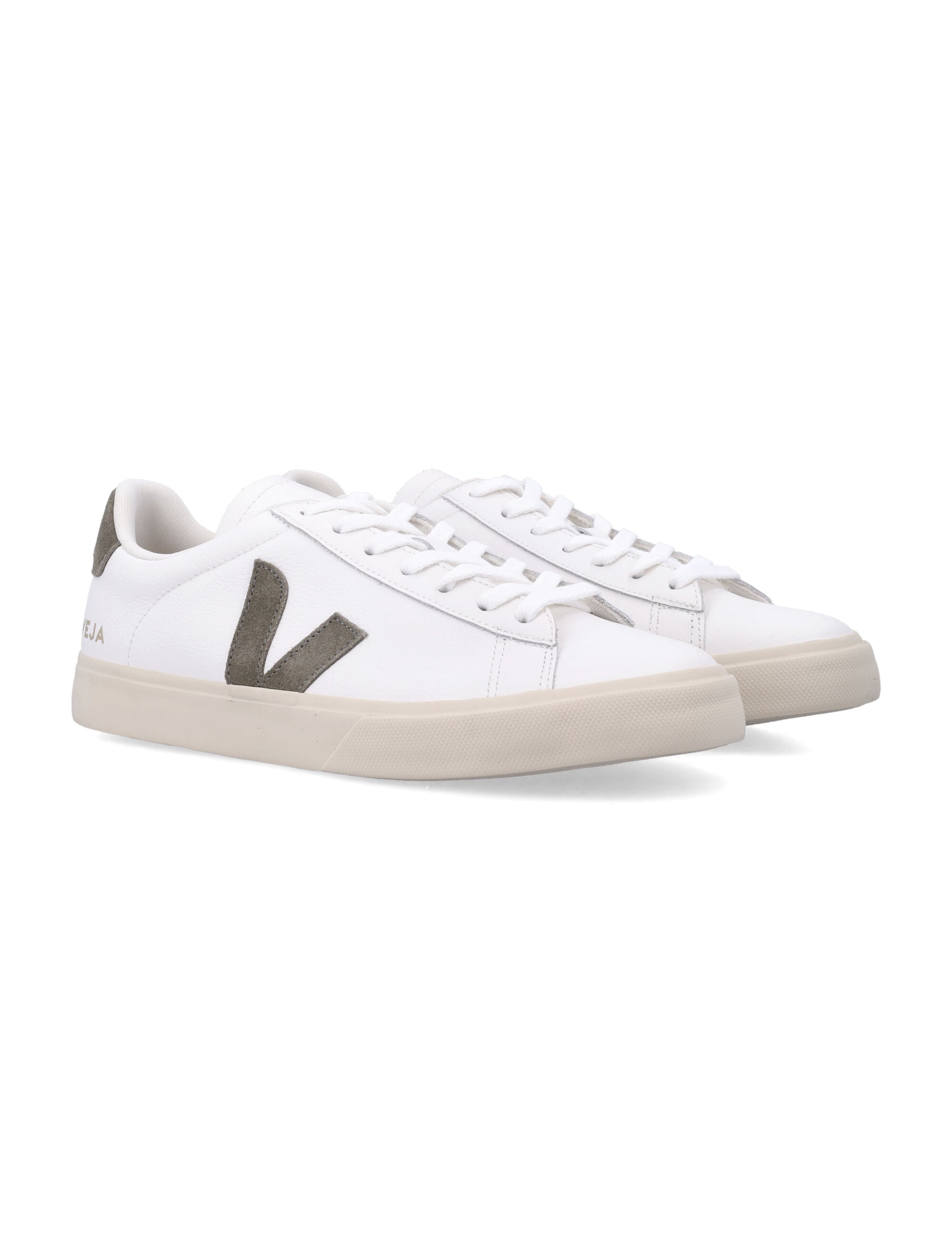 White Kaki Campo Leather Sneakers