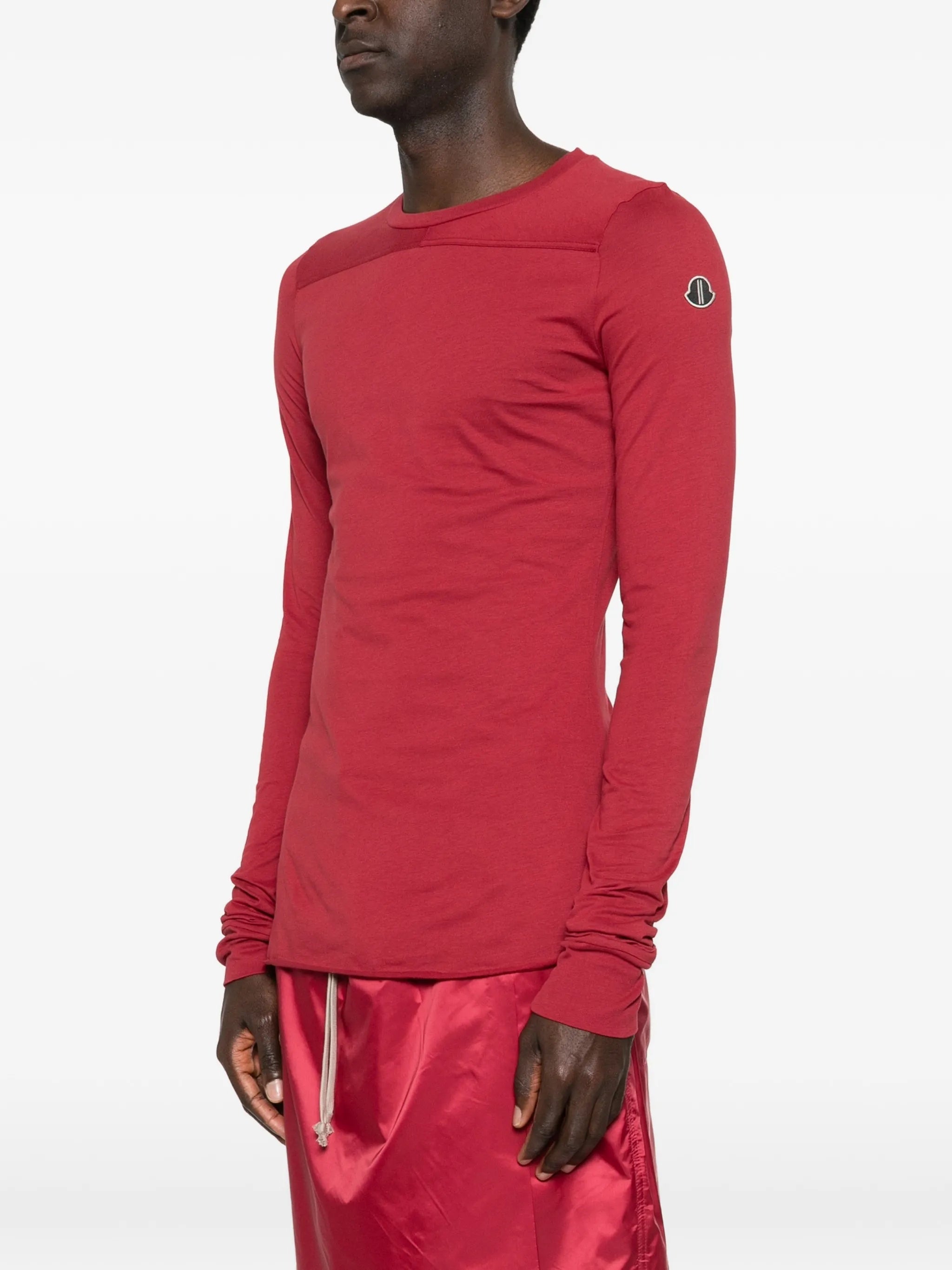Red Knitted Girder Long-Sleeve T-Shirt