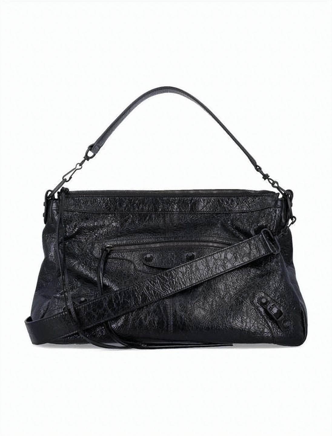 Textured Lambskin Tote Bag with Zip Pocket
