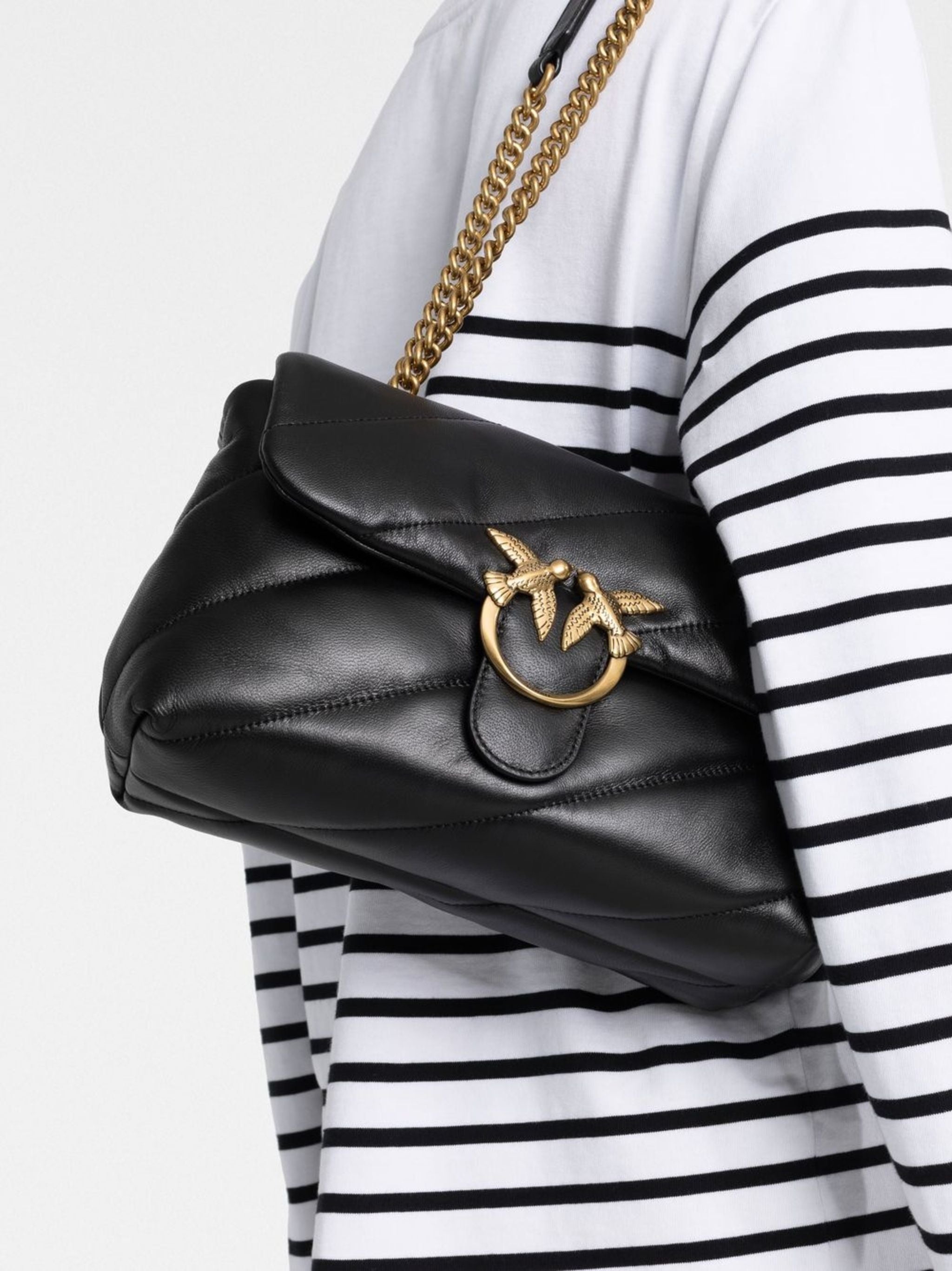 Love Puff Diagonal Quilted Leather Satchel
