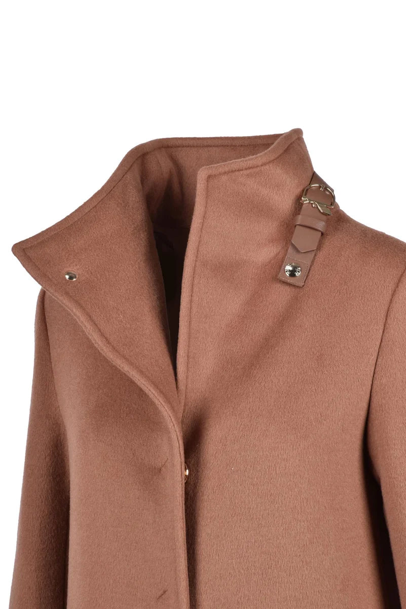 High Collar Coat - Brown