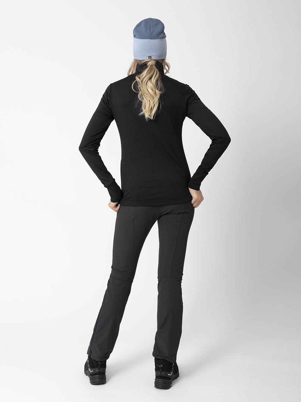 Black Nora Long Sleeve High-Collar Top