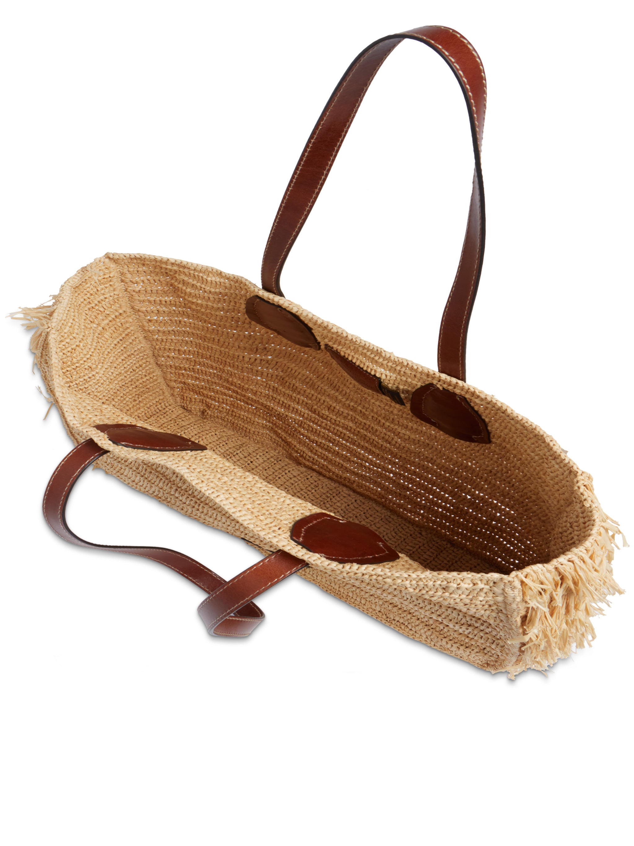 Shopping Rectangular Straw Fringed Tote Bag