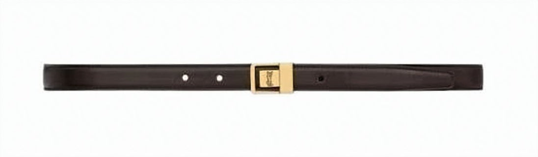 Slim Leather Belt with Polished Gold Buckle