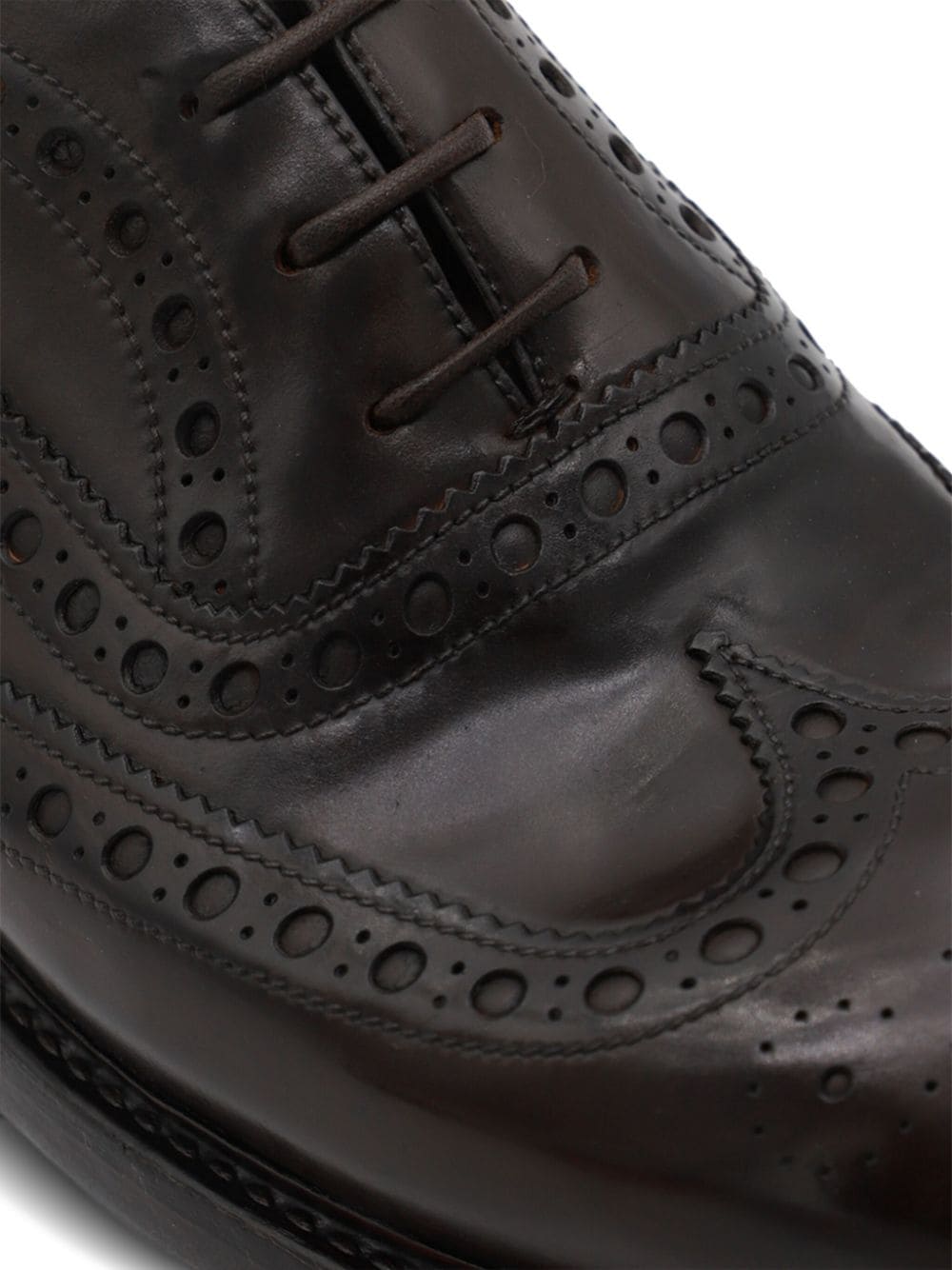 Brogue Flat Shoes in Coffee Brown Calf Leather