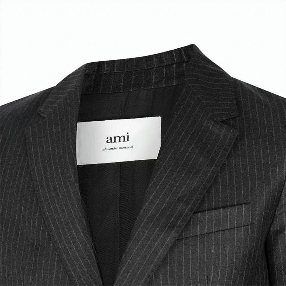 Pinstripe Tailored Suit Jacket with Classic Notch Lapel
