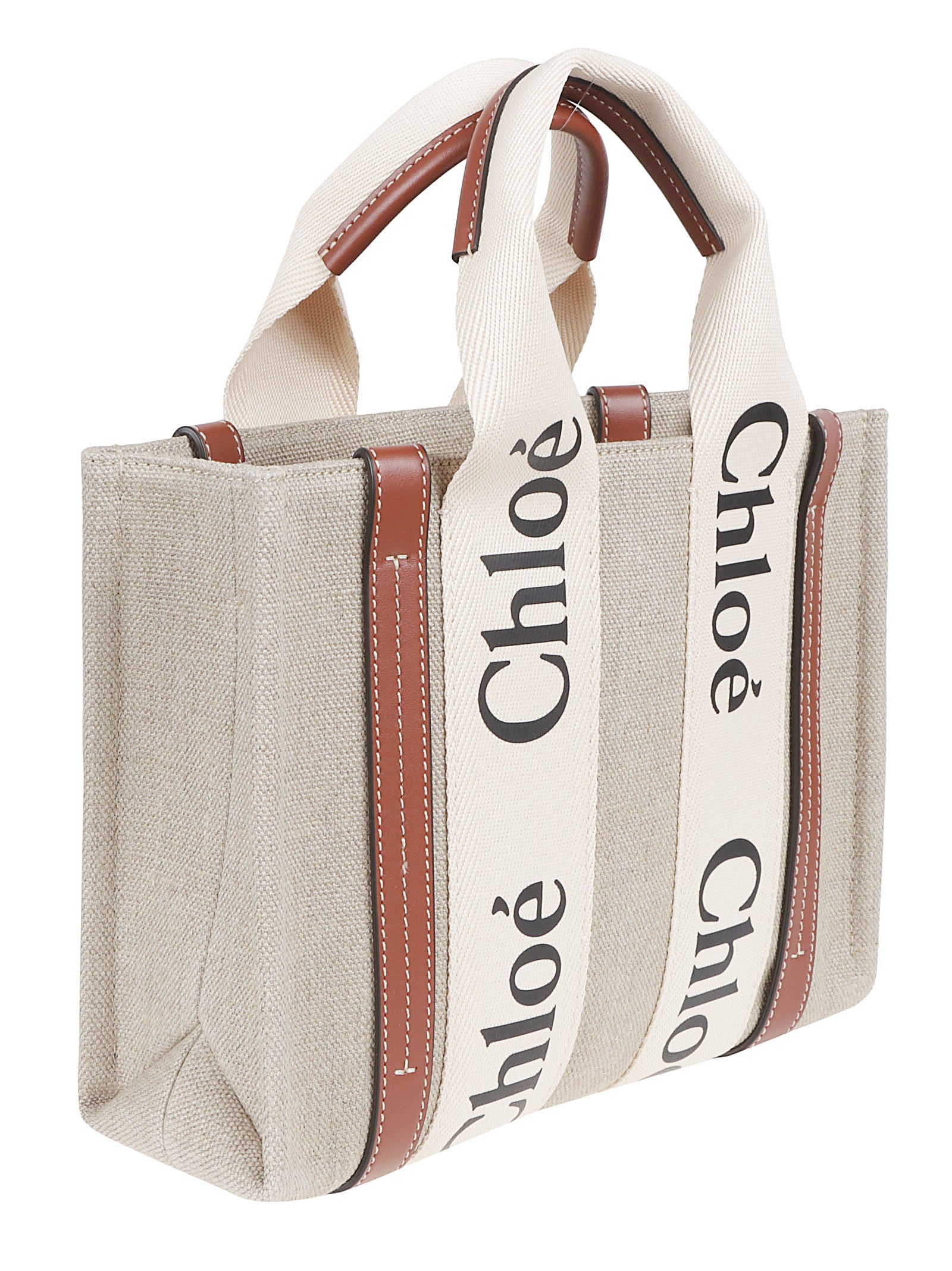 Textured Fabric Tote Bag with Leather Accents