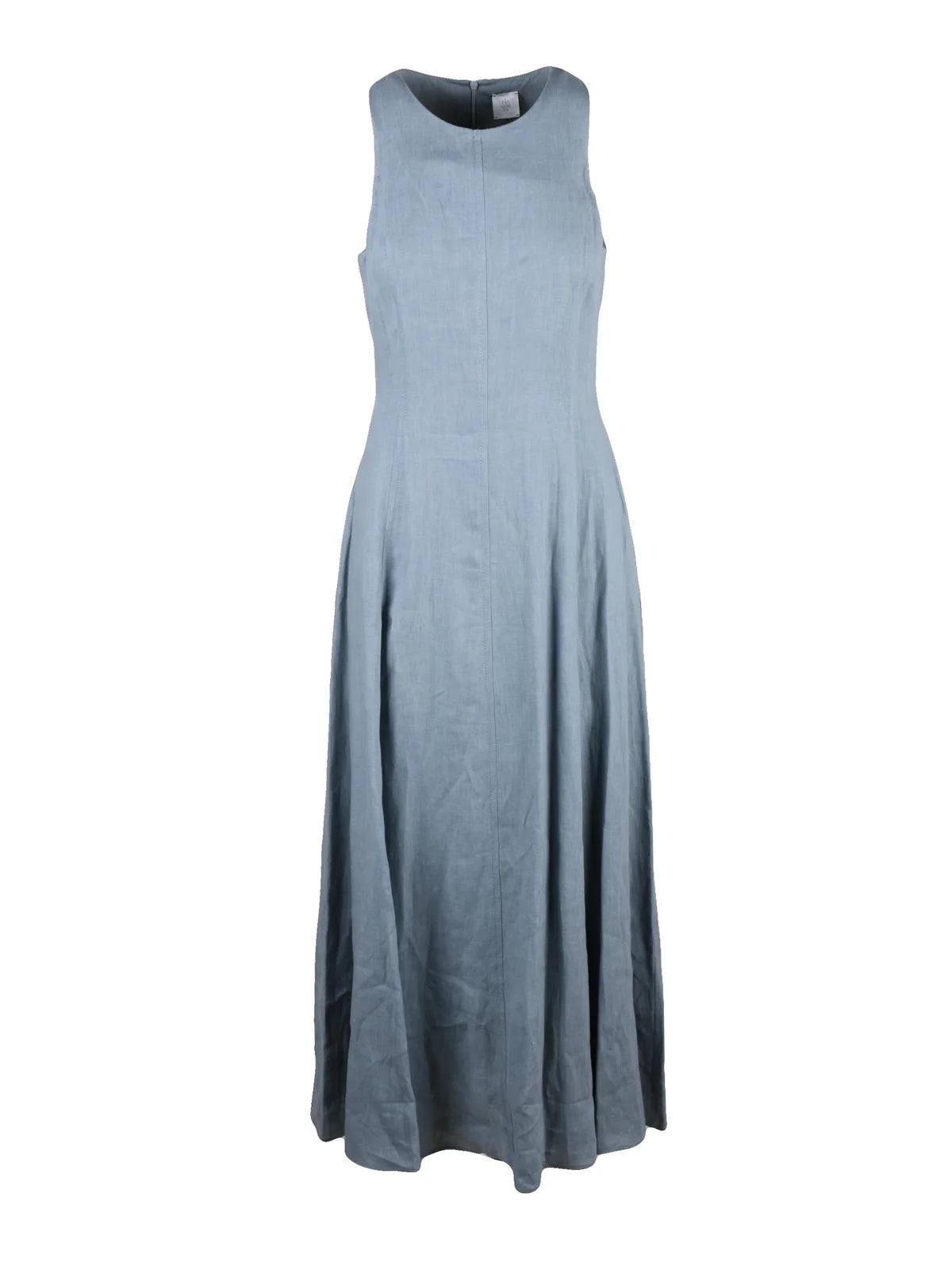 Sage Green Flared Long Linen Dress