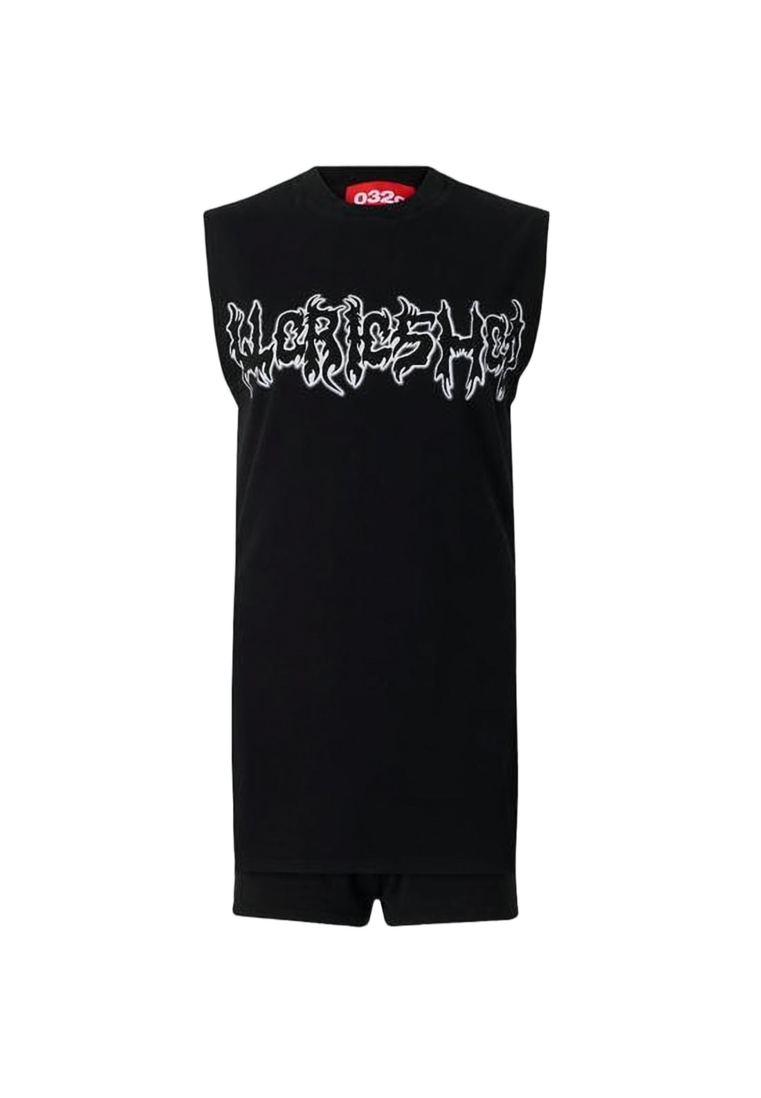 High-Neck Graphic Mini Dress with Matching Shorts
