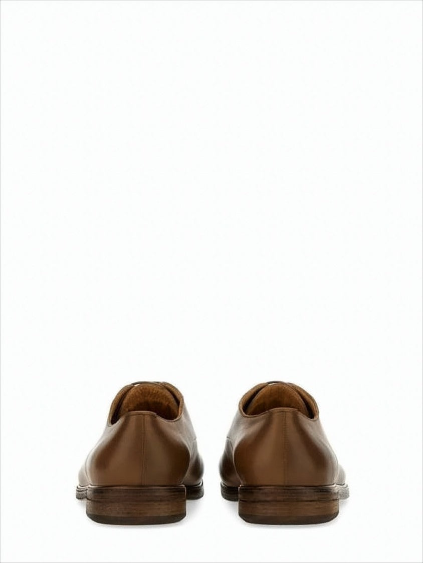 Minimalist Brown Leather Dress Shoes with Rounded Toe