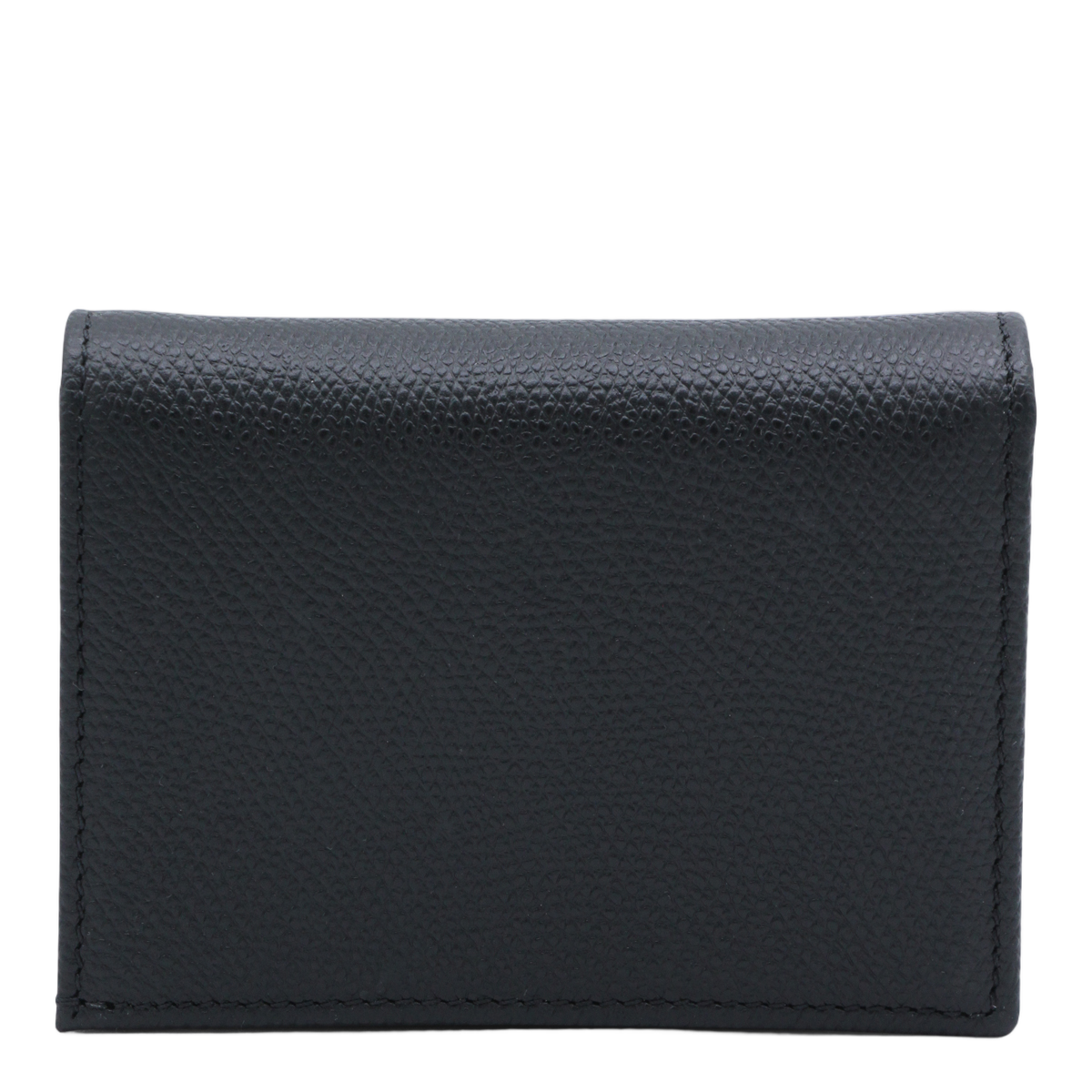 Textured Black Leather Wallet with Gold-tone Logo