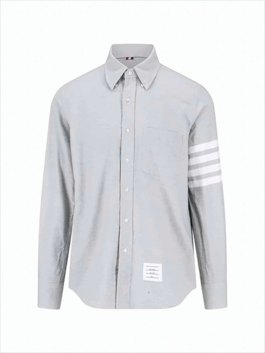 Classic Button-Down Long-Sleeve Shirt with Three-Stripe Detail