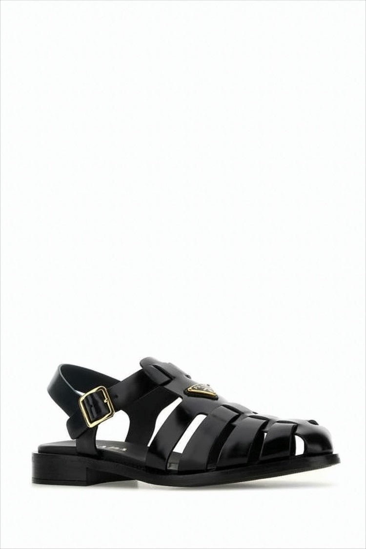 Strappy Calf Leather Sandals With Adjustable Buckle And Rubber Sole