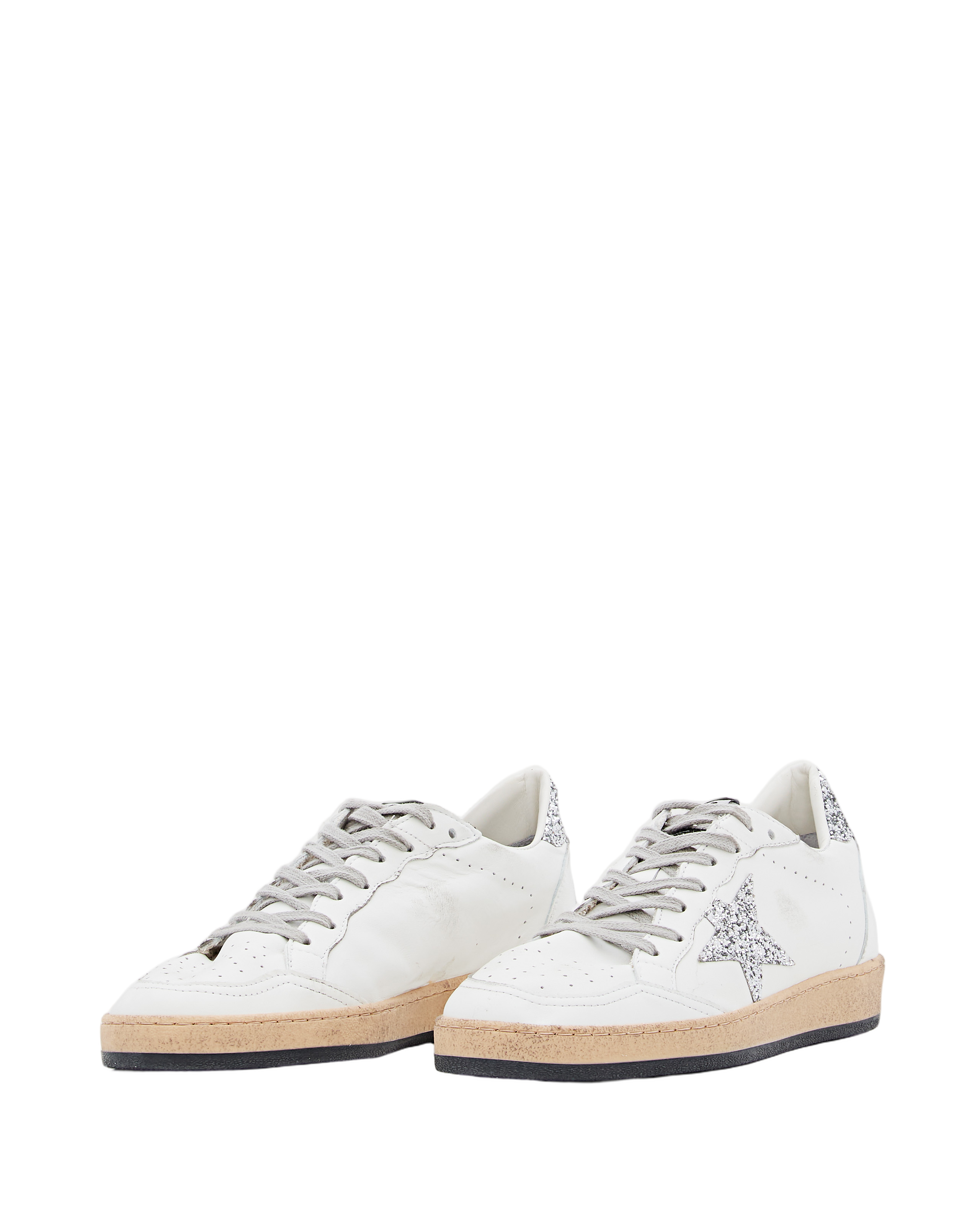 Ballstar Leather And Glitter Sneakers