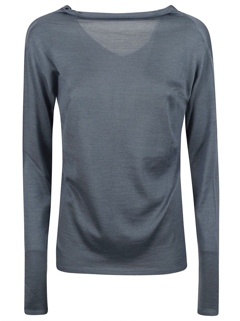 Relaxed Fit Grey V-Neck Sweater