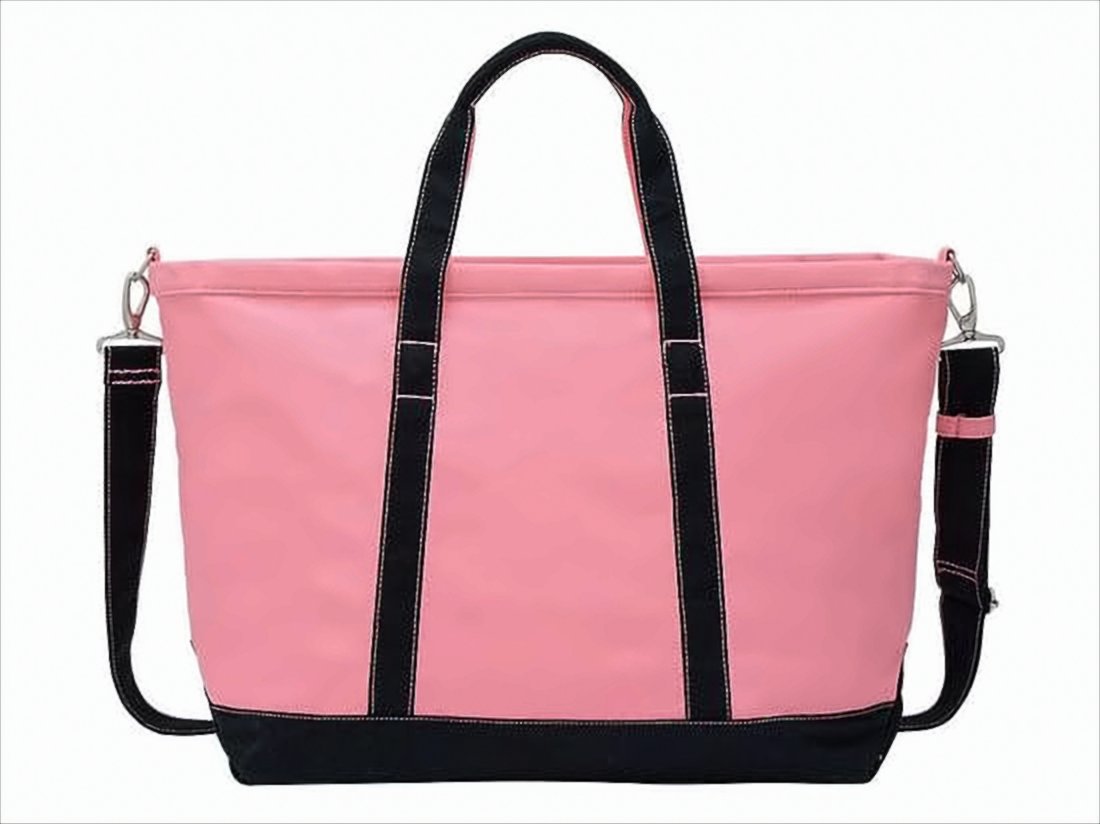 Spacious Pink Tote Bag with Black Accents