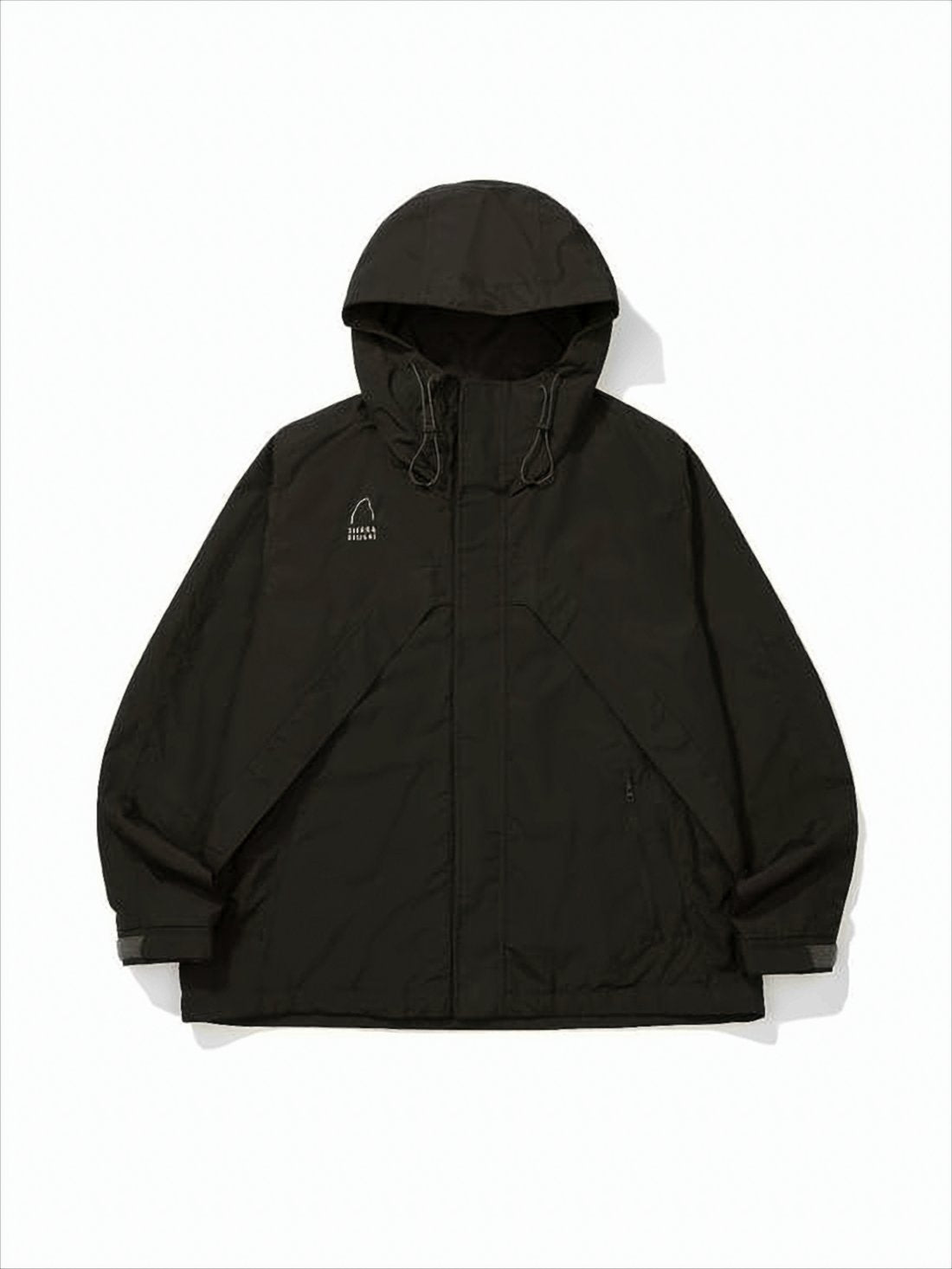 Minimalist Black Nylon Jacket with Adjustable Hood