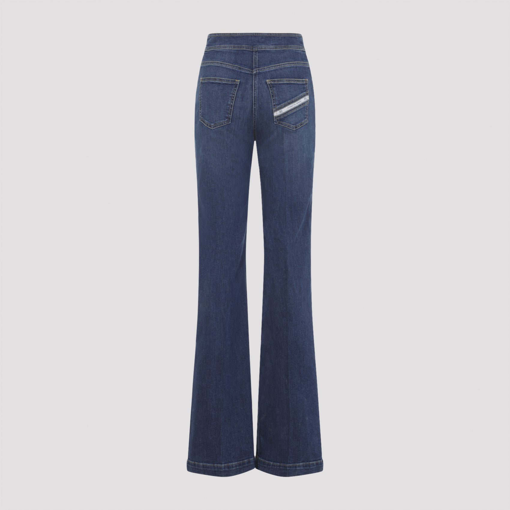 High-Waisted Flared Jeans With Decorative Gold Hardware
