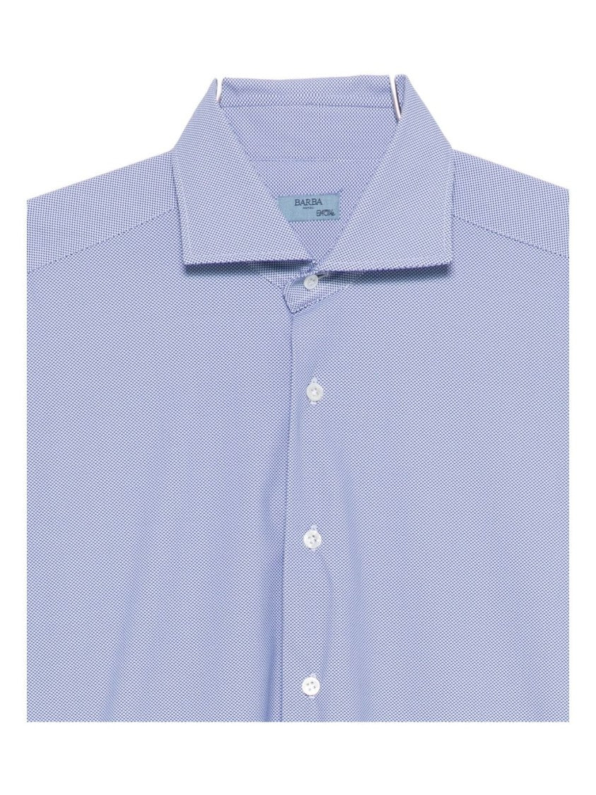 Tailored Long-Sleeve Shirt with Subtle Micro-Pattern