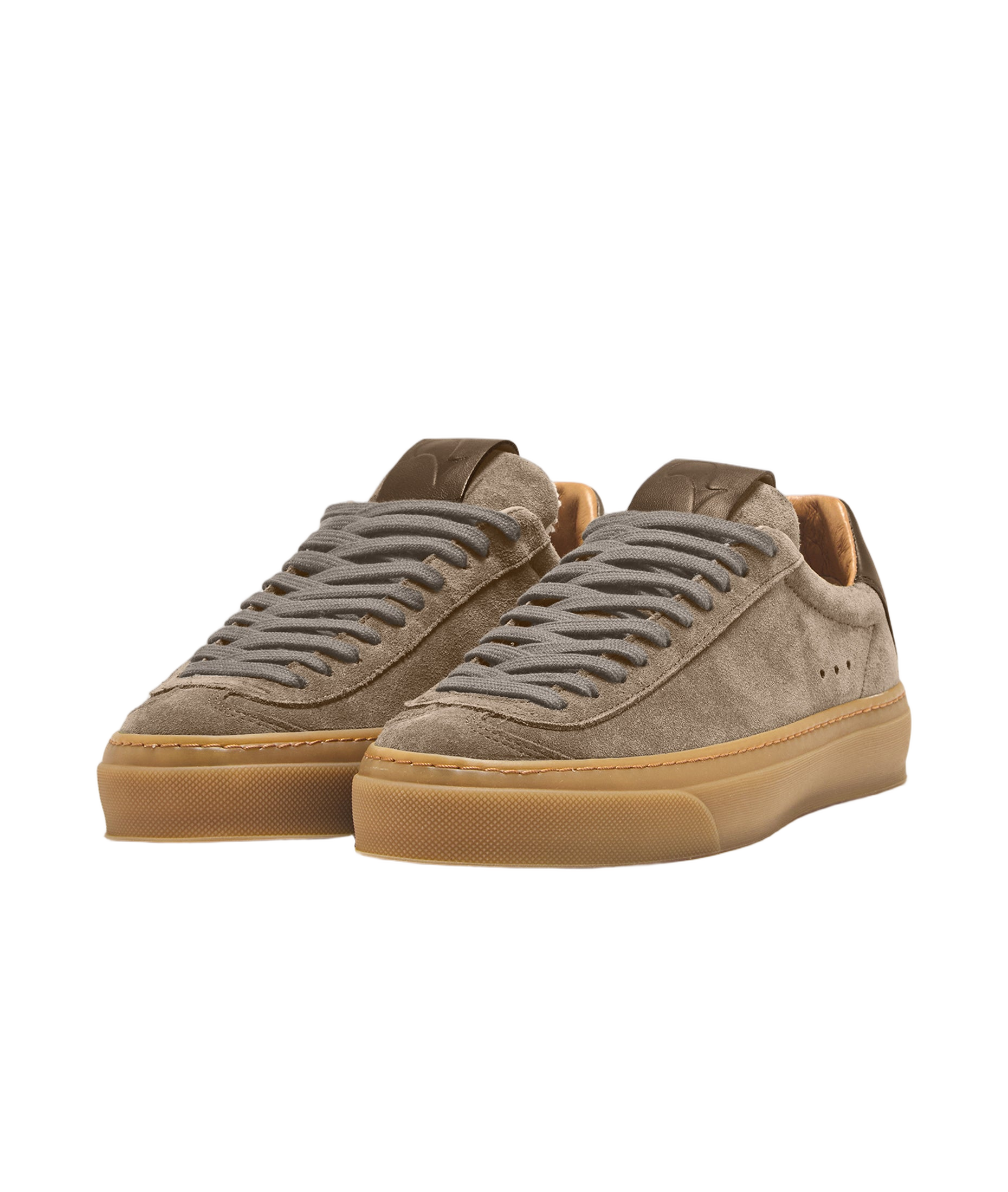 Taupe Sneakers With Suede And Leather Construction