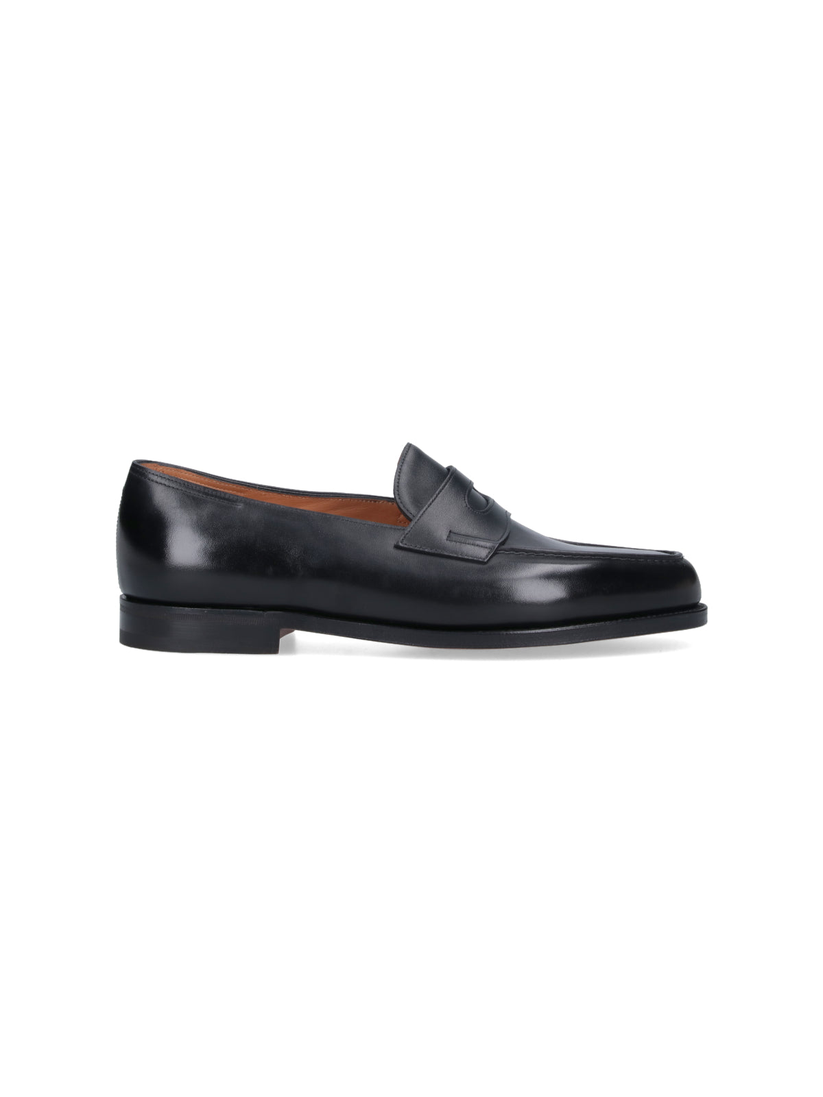 Black Leather Slip-On Loafers with Cut-Out Detail