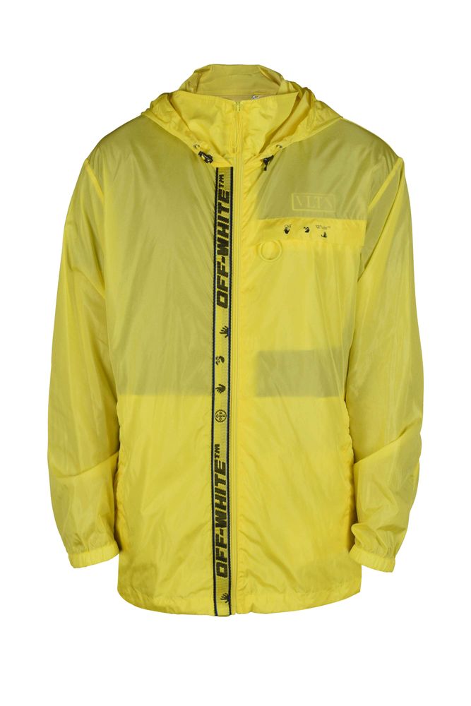 Yellow Off-White Windbreaker With Iconic Logo Accents