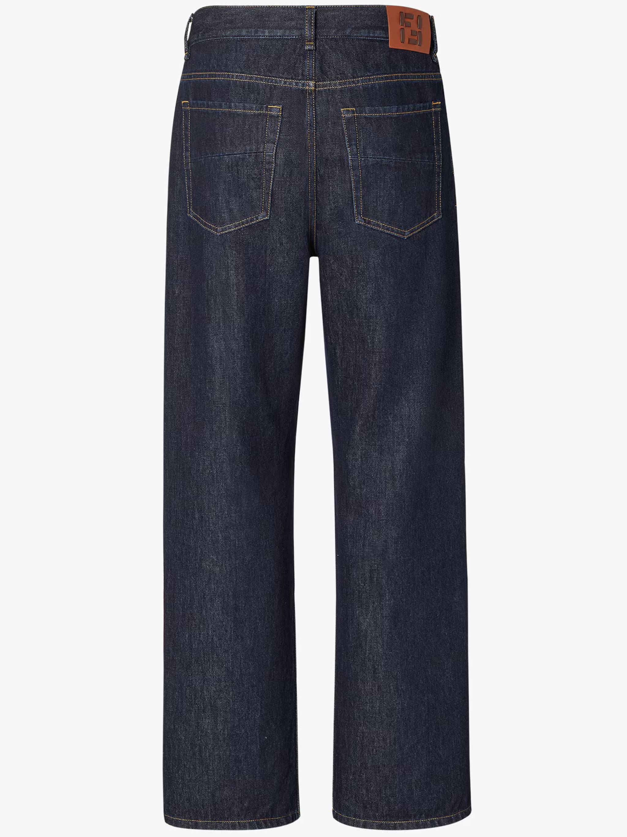 Straight-Leg Denim Jeans with Contrast Stitching and Logo Patch