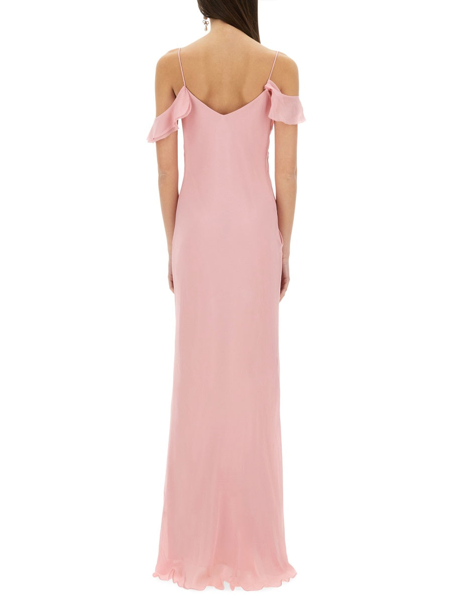 Long Dress With Floral Appliques