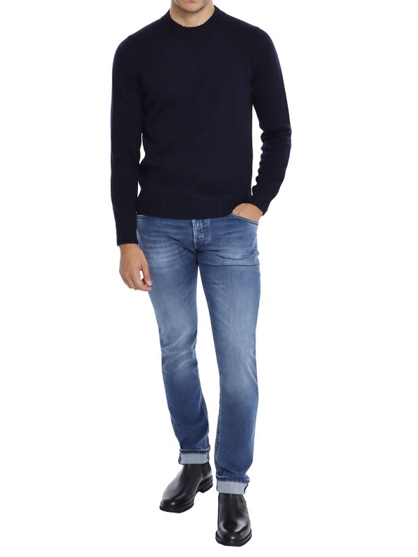 High Crew Neck Extra-Fine Merino Wool Sweater