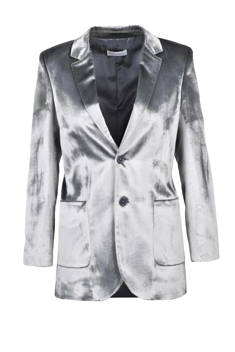 Velvet Jacket with Button - Grey