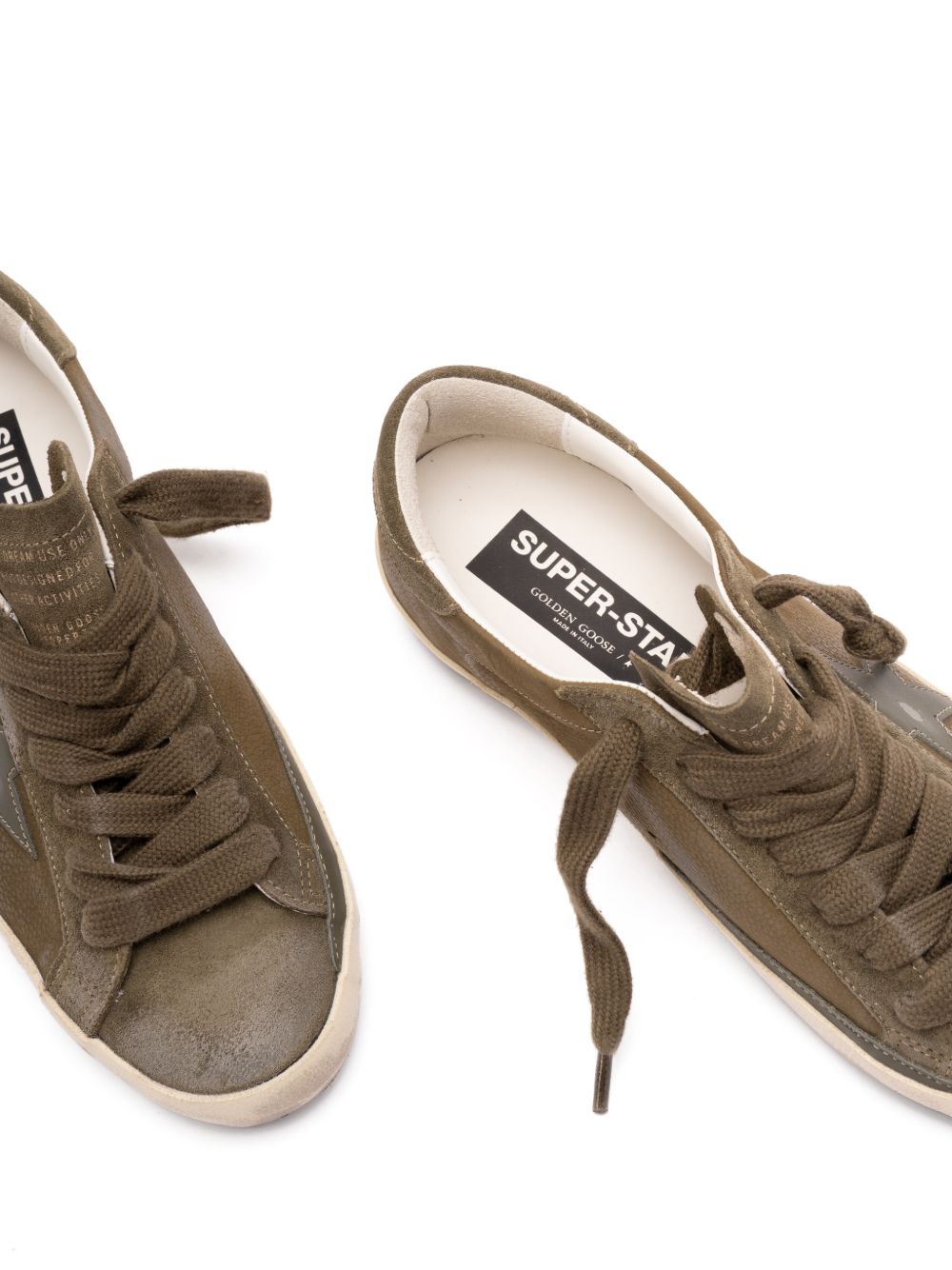 Low-Top Sneakers With Distressed Olive Green Silk